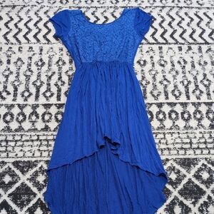 Chic Royal Blue High-Low Dress